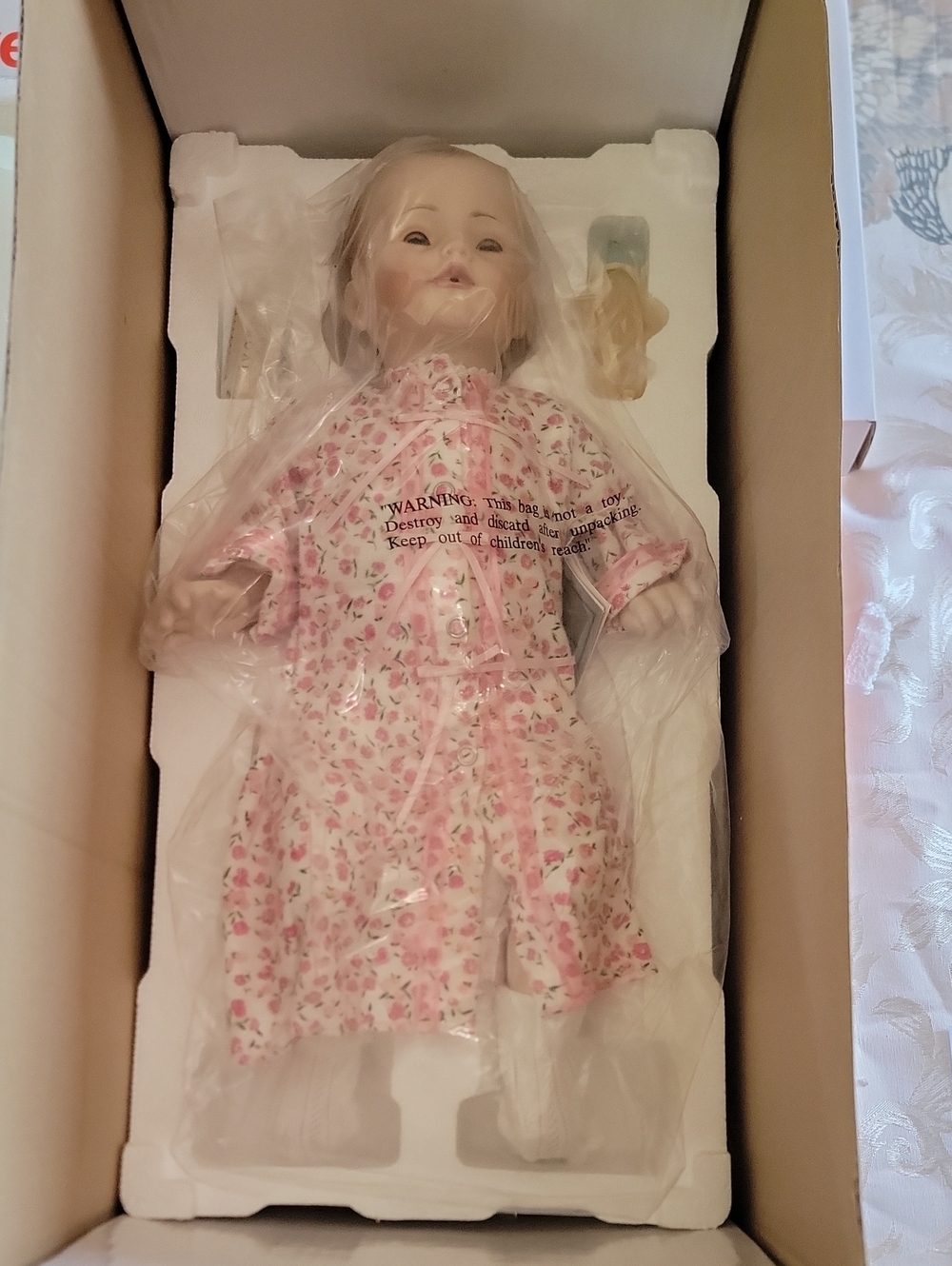 Danbury Mint Bye Bye Baby Speacial Edition Porcelain Collector Doll With Chair.